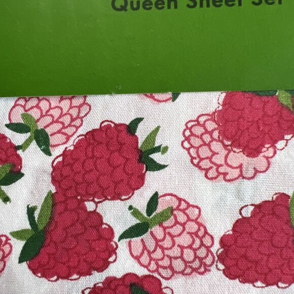 Kate Spade Queen Sheet Set Pink Red Raspberry Cotton Percale Sweet Valentine - Picture 3 of 6